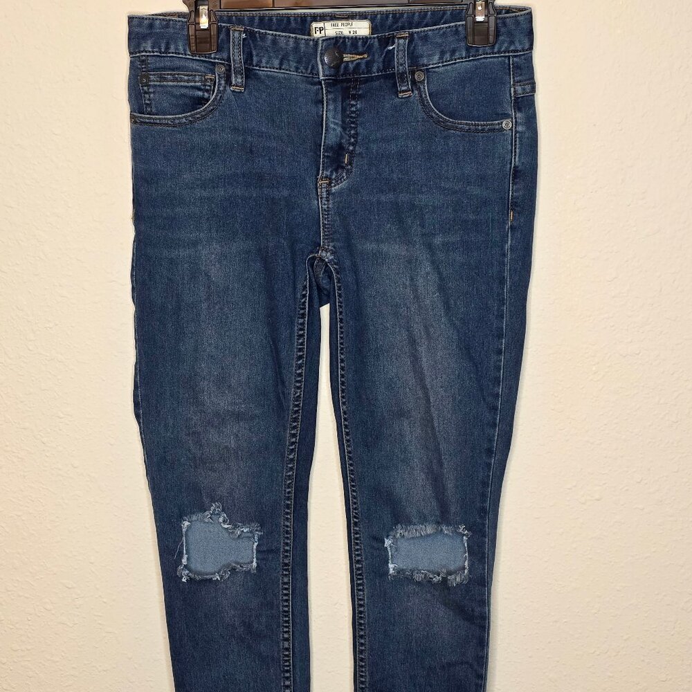Free People Women's Skinny Distressed Denim Jeans, Size 26